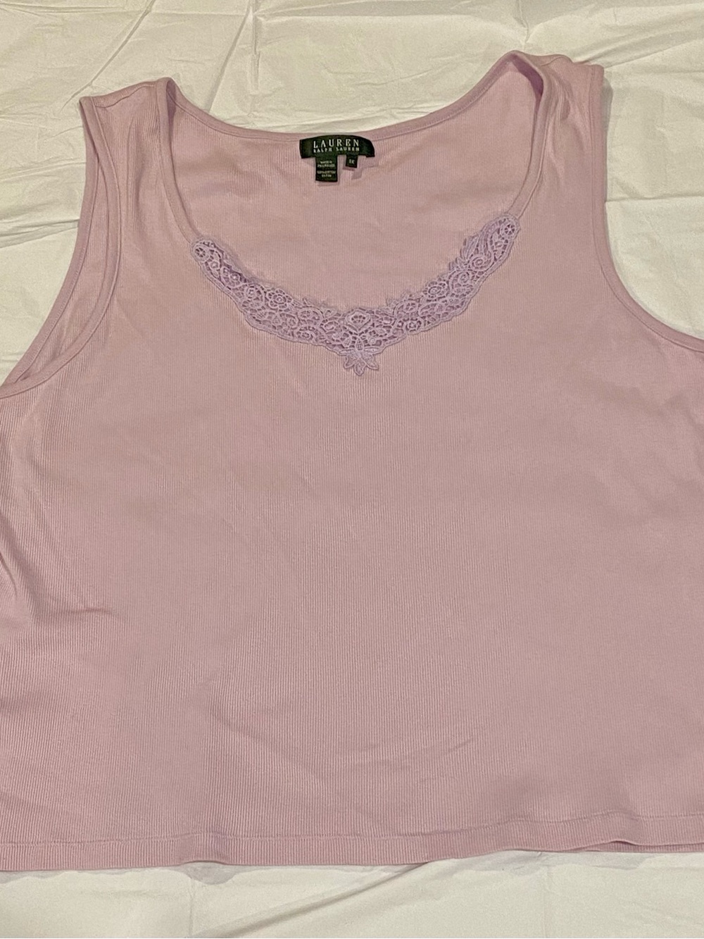 Ralph Lauren Lavender Lace-Trim Tank Top Womens 3x